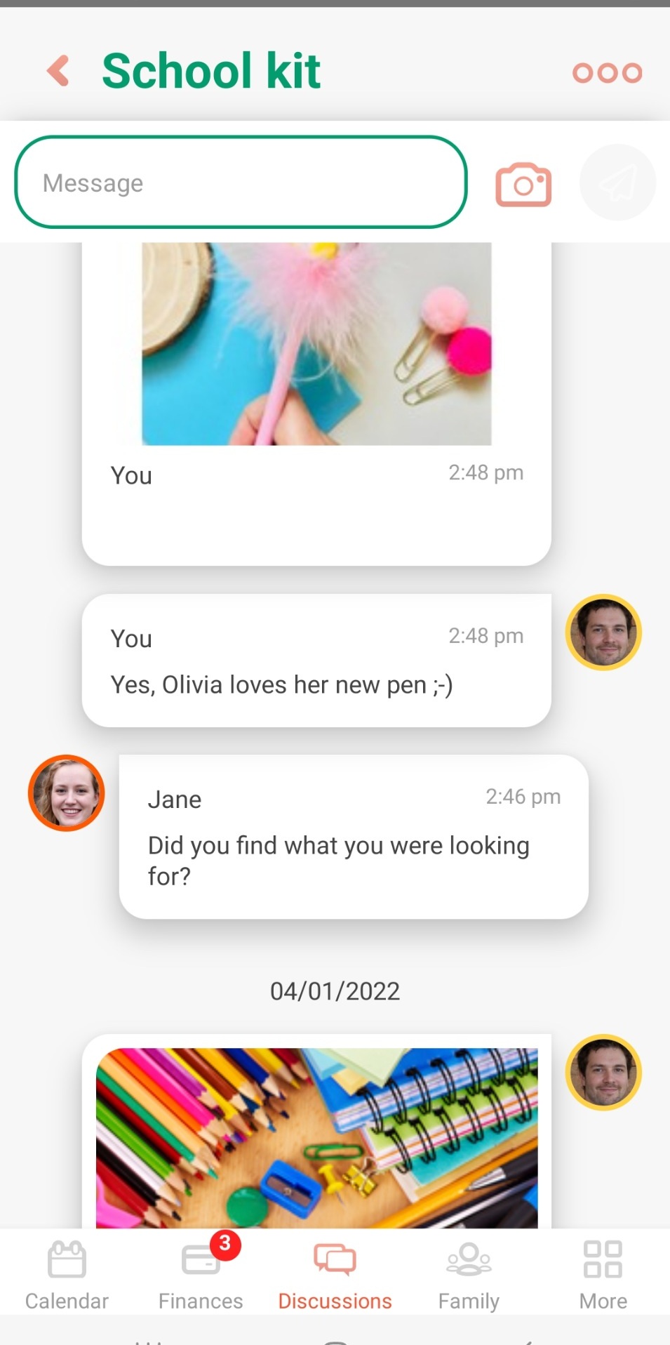 2houses shared messages on mobile